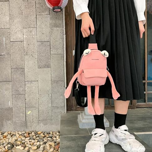 VIVUHTCC الضفدع حقيبة رافعة للنساء الرجال Crossbody حقائب كتف لطيف حقيبة صدر للرجال عادية حقيبة ظهر ذات حمالة السفر التنزه Daypack in Kuwait