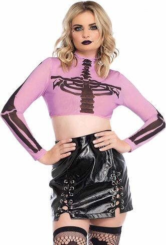 Leg Avenue Women's High Neck Mesh Crop Top W/Zipper in Saudi Arabia