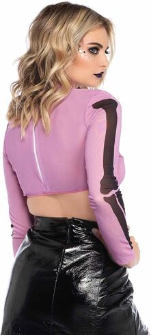 Leg Avenue Women's High Neck Mesh Crop Top W/Zipper in Saudi Arabia