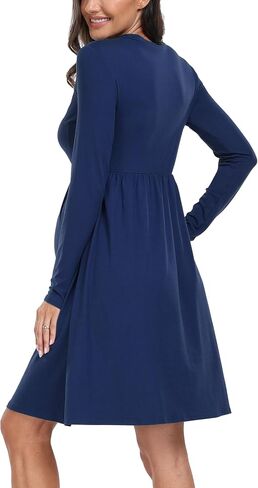 JINDIIM Long Sleeve Fall Maternity Dress Floral A Line Swing Casual Dress for Baby Shower Photoshoot in Kuwait