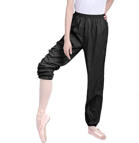 Danzcue Womens Girls Ripstop Dance Pants, Lightweight Durable Nylon Warm Up Dance Pants in Saudi Arabia