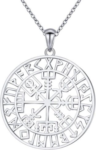 Alphm S925 Sterling Silver Large Compass Viking Pendant Necklace for Men Women Graduation Friendship Talisman Travel Jewelry in Kuwait