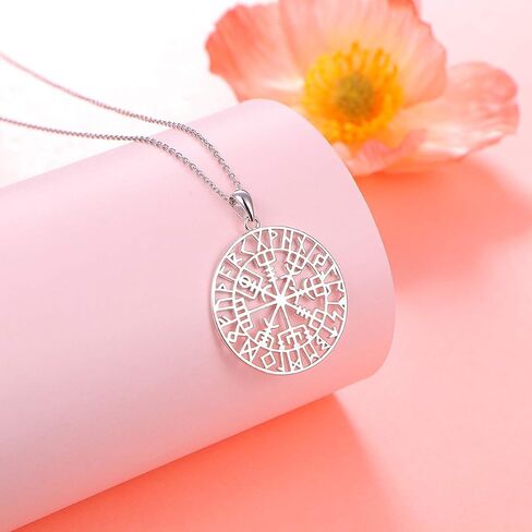 Alphm S925 Sterling Silver Large Compass Viking Pendant Necklace for Men Women Graduation Friendship Talisman Travel Jewelry in Kuwait