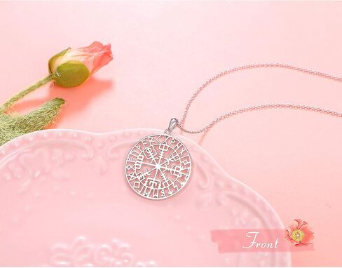 Alphm S925 Sterling Silver Large Compass Viking Pendant Necklace for Men Women Graduation Friendship Talisman Travel Jewelry in Kuwait