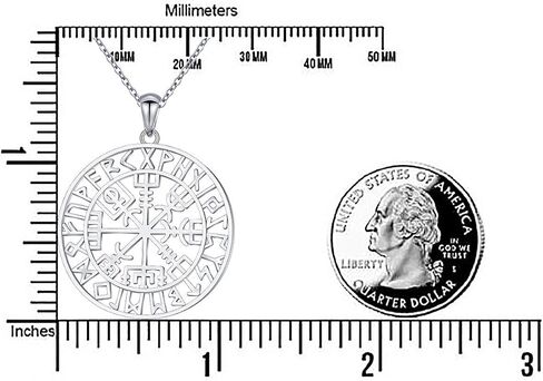 Alphm S925 Sterling Silver Large Compass Viking Pendant Necklace for Men Women Graduation Friendship Talisman Travel Jewelry in Kuwait
