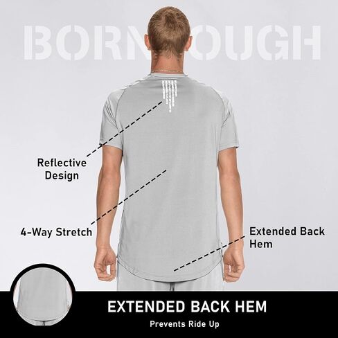 قميص رجالي بأكمام قصيرة للتمرين من Born Tough Air Pro، قميص تمرين رجالي جيد التهوية بمقاس مناسب، قميص رياضي للرجال بأكمام قصيرة in Kuwait