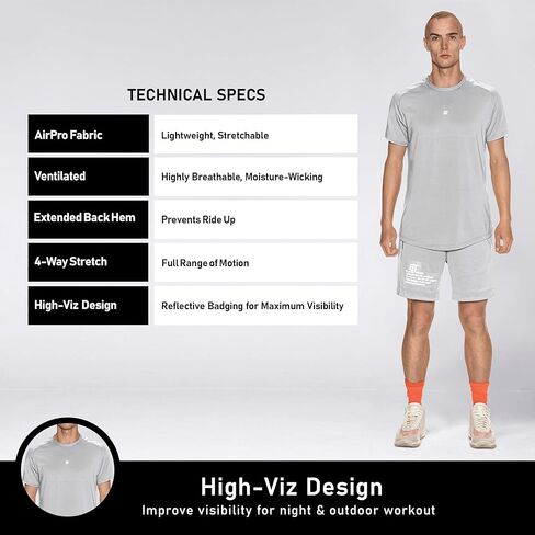 قميص رجالي بأكمام قصيرة للتمرين من Born Tough Air Pro، قميص تمرين رجالي جيد التهوية بمقاس مناسب، قميص رياضي للرجال بأكمام قصيرة in Kuwait