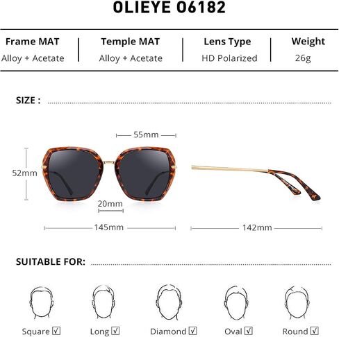 OLIEYE Polarized Sunglasses for Women-UV400 Lens Sunglasses for Female Ladies Fashionwear Polarized Sun Eye Glass in Kuwait