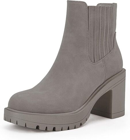 Syktkmx Womens Platform Chelsea Ankle Boots Lug Sole Chunky Block Heel Slip On Accordion High Top Western Booties in Kuwait