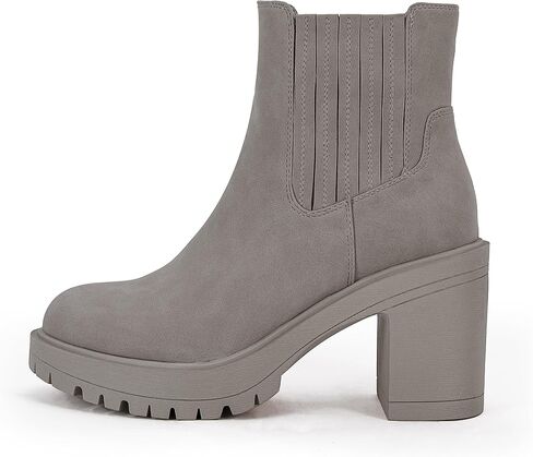 Syktkmx Womens Platform Chelsea Ankle Boots Lug Sole Chunky Block Heel Slip On Accordion High Top Western Booties in Kuwait