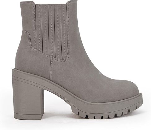 Syktkmx Womens Platform Chelsea Ankle Boots Lug Sole Chunky Block Heel Slip On Accordion High Top Western Booties in Kuwait