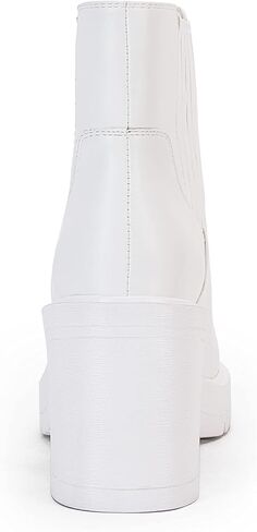 Syktkmx Womens Platform Chelsea Ankle Boots Lug Sole Chunky Block Heel Slip On Accordion High Top Western Booties in Kuwait