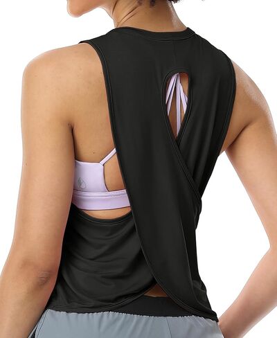 icyzone Workout Tank Tops for Women, Open Back Athletic Tanks, Yoga Crop Tops, Gym Fitness Shirts in Kuwait