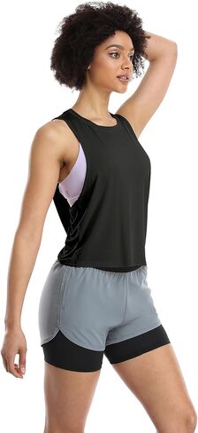 icyzone Workout Tank Tops for Women, Open Back Athletic Tanks, Yoga Crop Tops, Gym Fitness Shirts in Kuwait