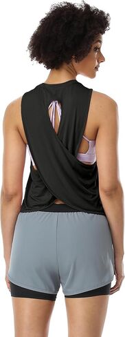 icyzone Workout Tank Tops for Women, Open Back Athletic Tanks, Yoga Crop Tops, Gym Fitness Shirts in Kuwait