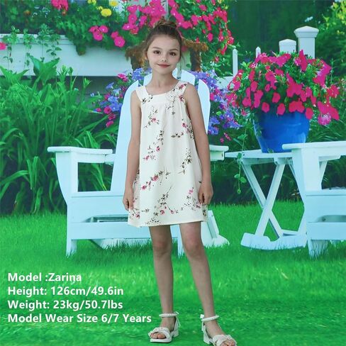 Girls Summer Hawaiian Dress Floral Halter Neck Cold Shoulder Sleeveless Beach Sundress 1-12 Years in Kuwait