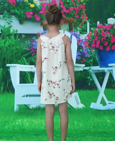 Girls Summer Hawaiian Dress Floral Halter Neck Cold Shoulder Sleeveless Beach Sundress 1-12 Years in Kuwait