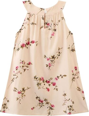Girls Summer Hawaiian Dress Floral Halter Neck Cold Shoulder Sleeveless Beach Sundress 1-12 Years in Kuwait