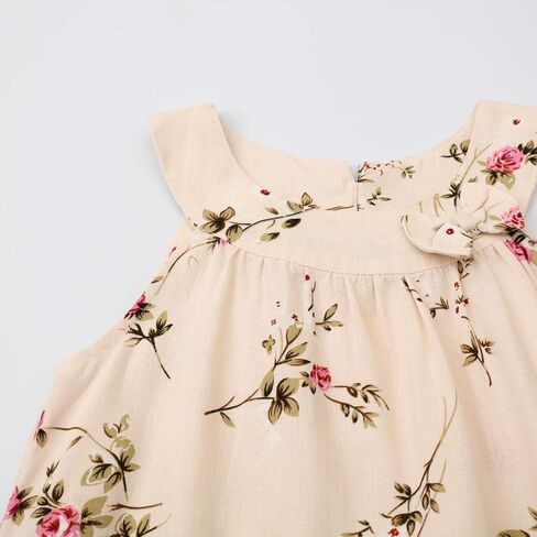 Girls Summer Hawaiian Dress Floral Halter Neck Cold Shoulder Sleeveless Beach Sundress 1-12 Years in Kuwait