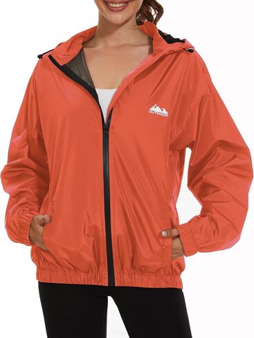OSTOO Women's Running Cycling Lightweight Rain Jacket Waterproof with Hood Hiking Wind Breakers Pullover in Kuwait