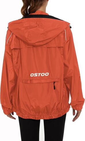 OSTOO Women's Running Cycling Lightweight Rain Jacket Waterproof with Hood Hiking Wind Breakers Pullover in Kuwait