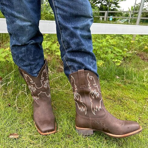 J's.o.l.e Cowboy Boots for Men Wide Square Toe Mid Calf Rodeo Country Western Boots in Saudi Arabia