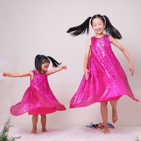 Flower Girl Dresses Sequin A-line Birthday Party Flutter Prom Princess Dresses Sleeveless with Cute Headband in Kuwait