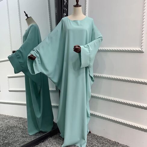 IDOPIP Abayas for Women Muslim Dress with Hijab, One-Piece Long Sleeve Islamic Prayer Dress with Khimar Jilbab Kaftan Clothes in Saudi Arabia