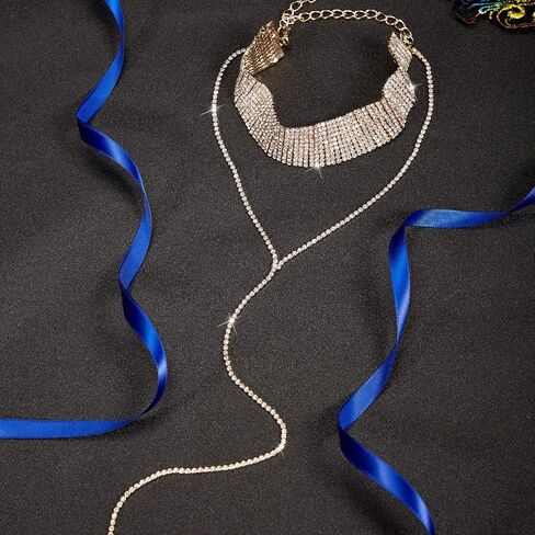 3 Pieces Layered Necklace Rhinestone Choker Layered Choker Necklace Double Crystal Fashion Multilayered Long Choker Necklaces Rhinestone Jewelry Necklace Chains for Women and Girls in Saudi Arabia