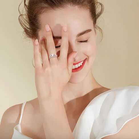 HOOHWE S925 الفضة الاسترليني 3D زهرة الورد حلقة مفتوحة / خاتم زفاف الزوجين / قنفذ البحر / الحب الحقيقي ينتظر خاتم قابل للتعديل مجوهرات للنساء في سن المراهقة in Kuwait