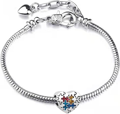 سحر التوعية بالتوحد لغز القلب من TGLS للمصابين بالتوحد متوافق مع أساور Pandora Charms in Kuwait