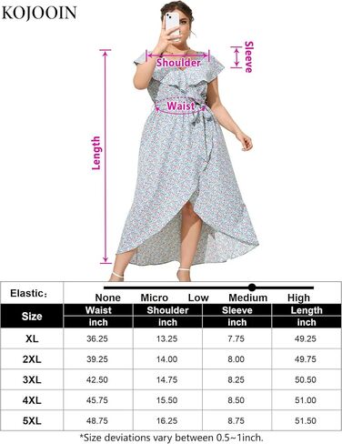 KOJOOIN Womens Plus Size Summer Dresses Casual Wrap V Neck Ruffle Cap Sleeveless Belt A-Line Swing Maxi Sun Dress in Saudi Arabia