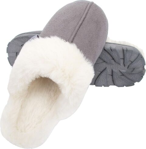 LUBOT Women's Fuzzy Slippers Furry Cozy Memory Foam Slippers Fluffy Plush Faux Fur Lined Anti-Skid House Shoes Indoor in Saudi Arabia