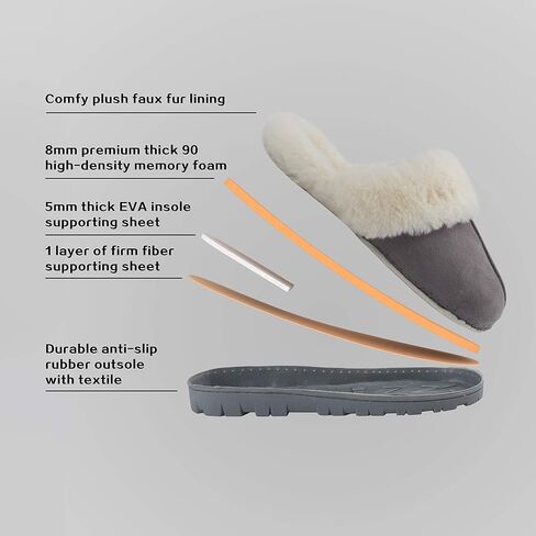LUBOT Women's Fuzzy Slippers Furry Cozy Memory Foam Slippers Fluffy Plush Faux Fur Lined Anti-Skid House Shoes Indoor in Saudi Arabia