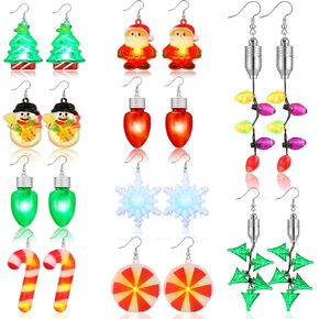 Equsion 10 Pairs Christmas Light up Earrings Christmas Light up LED Earrings Christmas Flashing Earrings Set for Women Girls Party Cosplay Costume in Kuwait