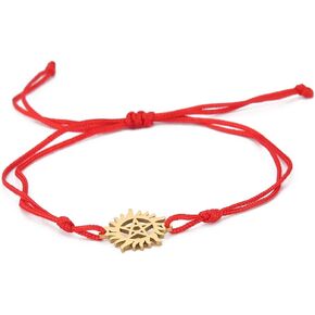 UNIFT Pentagram Sun Bracelet For Women & Men Stainless Steel Hollow Out Supernatural Double Rope Bracelet Charms Bracelet Wicca Jewelry Gifts