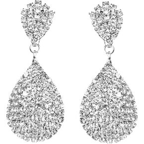 1920s Earrings Great Gatsby Earrings Art Deco Earrings Clip On and Pierced Rhinestone Crystals Teardrop Earrings Dangle Earrings Statement Chandelier Drop Earrings for Women