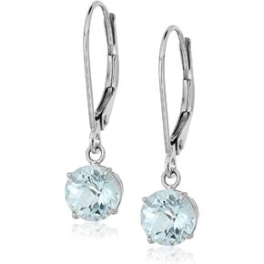 Amazon Collection 925 Sterling Silver 6mm Round Gemstone Dangle Earrings for Women with Leverbacks