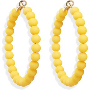 XGALBLA Women Circle Round Beaded Hoop Earrings Bohemian Beaded Earrings Chic Dangle Earrings 1.96 inch