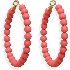 XGALBLA Women Circle Round Beaded Hoop Earrings Bohemian Beaded Earrings Chic Dangle Earrings 1.96 inch