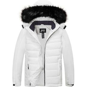 Skieer Men's Waterproof Ski Jacket Windproof Winter Coat Hooded Puffer Jacket Snowboard Raincoat