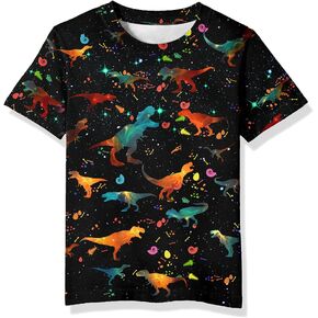 Neemanndy Teens Boys Girls Shirts 3D Print Colorful Design Graphic Tee Shirt with Short Sleeve for Kids 6-16 Years