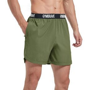 GymBrave Men's 5 Inches Athletic Running Shorts Lightweight Quick Dry Workout Training Short with Zip Pockets