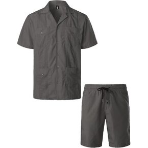 قمصان VATPAVE للرجال بأكمام قصيرة وأزرار سفلية كوبية Guayabera بدلات غير رسمية in Kuwait