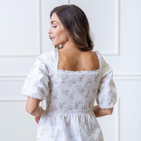 فستان Hope & Henry النسائي من القطن العضوي ذو الأكمام الفقاعية in Kuwait