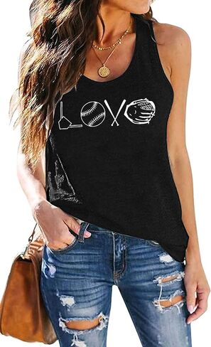 Baseball Tanks Top Women Love Baseball Graphic Racerback Casual Sleeveless Baseball Match Gifts Shirt in Kuwait