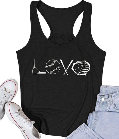Baseball Tanks Top Women Love Baseball Graphic Racerback Casual Sleeveless Baseball Match Gifts Shirt in Kuwait