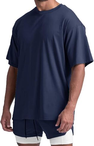 Magiftbox Cotton Gym Shirts Oversized Athletic Loose Workout t Shirts Short Sleeve for Men T68N in Saudi Arabia