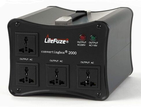 LiteFuze 2000W Voltage Converter Step-up/Down Auto Power Transformer - 110/120v to 220/240v - Heavy Duty – Circuit Breaker Protection – Converting Box Technology - Black in Saudi Arabia