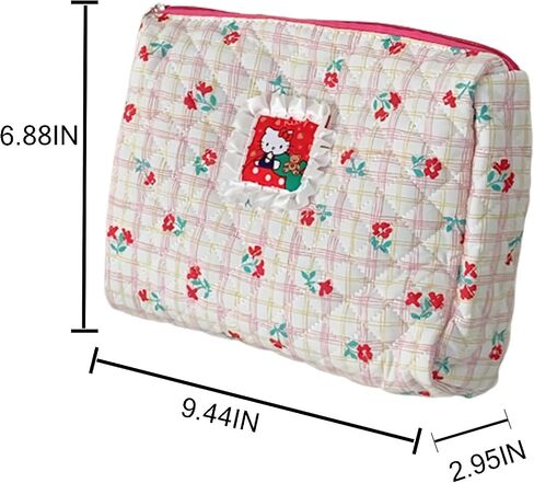 QUORAZIA Kawaii Kitty Makeup Bag,Cute Kitty Cat Cosmetic Bag Travel Toiletry Bag,Kitty Travel Portable Makeup Bag for Girls and Women (Red) in Saudi Arabia